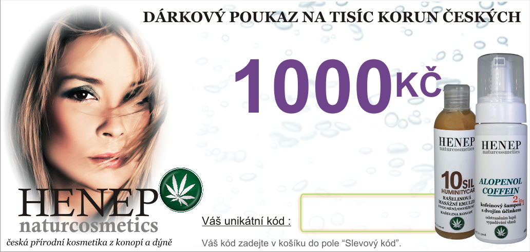 Dárkový poukaz 1000Kč pro nákup na www.henep.live